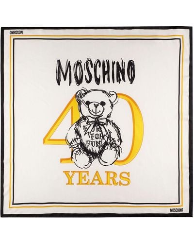 Moschino Logo Printed Silk Scarf - Black
