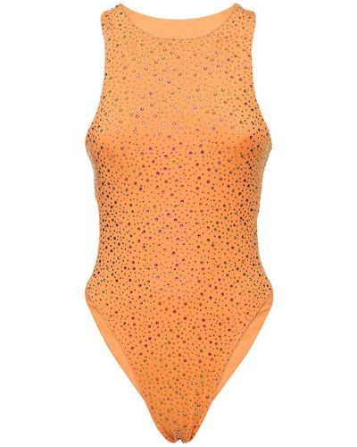Neon Orange Buckle Up Cutout Bodysuit - Glow In The Dark Store