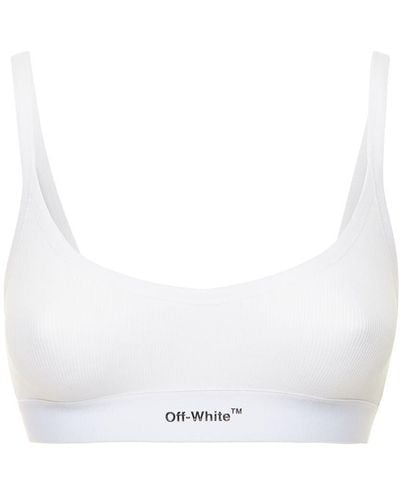 Off-White c/o Virgil Abloh Bralette In Cotone Stretch Con Logo - Bianco