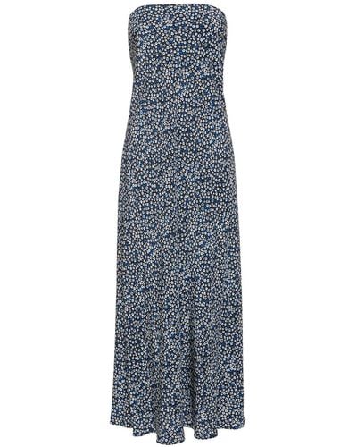 Matteau Floral Silk Crepe Strapless Maxi Dress - Blue
