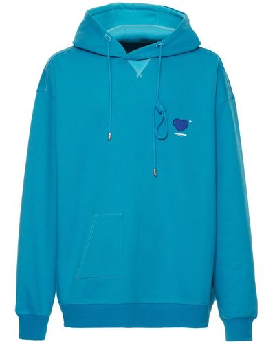 Adererror Logo Embroidery Cotton Hoodie - Blue