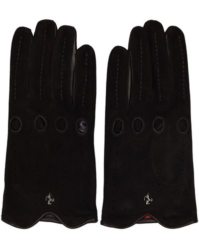 Ferrari Suede & Napa Driving Gloves - Black