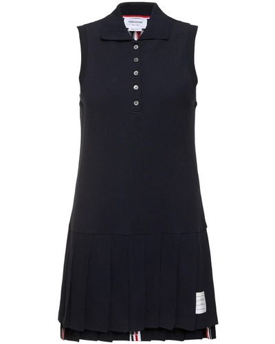 Thom Browne Sleeveless Pleated Tennis Mini Dress - Blue