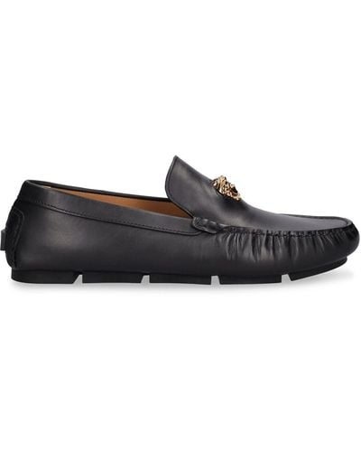 Versace Leather Medusa Loafers - Black