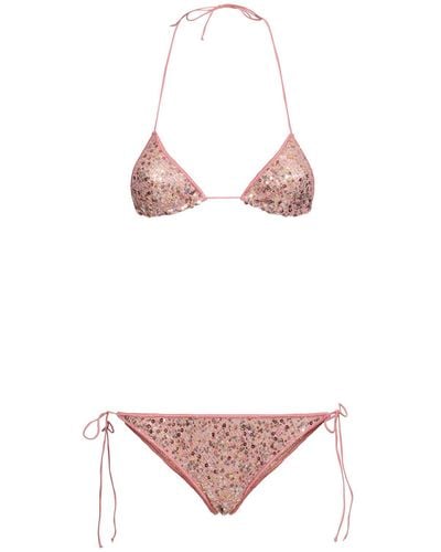 Oséree Embellished Triangle Bikini - Pink