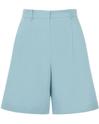Weekend by Maxmara Shorts de lona de lino y algodón - Azul