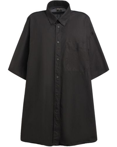 Balenciaga Hybrid Cotton Poplin Short Sleeve Shirt - Black