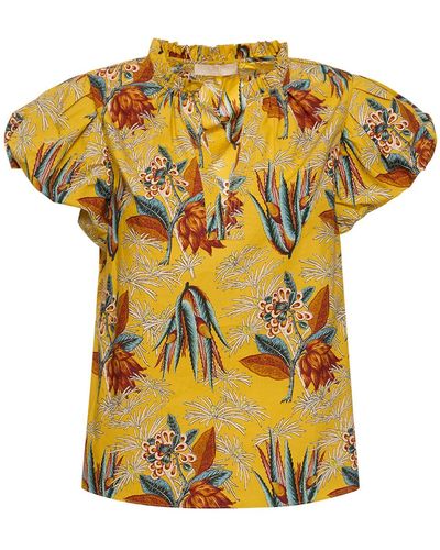 Ulla Johnson Top klara in cotone stampato - Giallo