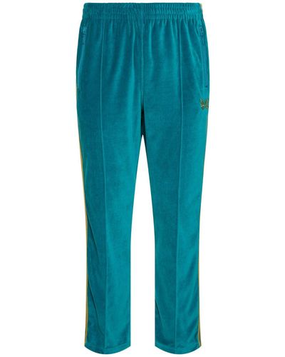 Needles Pantaloni in velour con logo - Blu