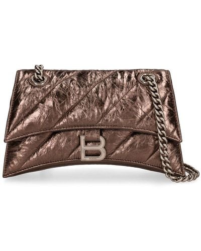 Balenciaga Small Crush Chain Quilted Leather Bag - Brown