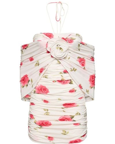 Magda Butrym Rose Print Jersey Mini Dress - Pink