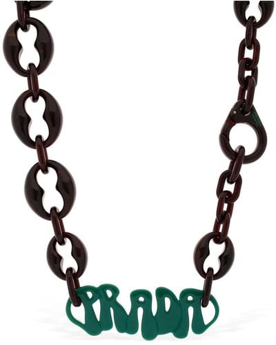 Prada Maxi Logo Plexi Chain Necklace - Multicolor