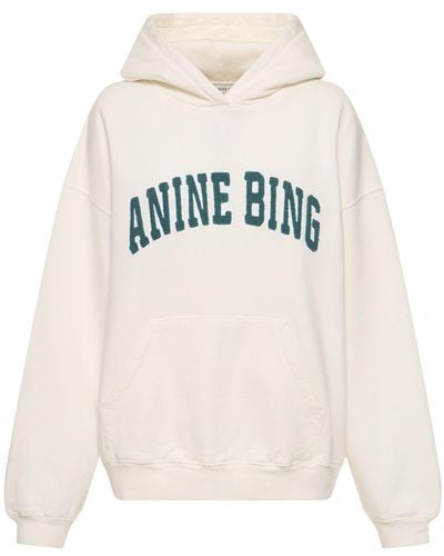 Anine Bing Felpa harvey in cotone con logo - Bianco