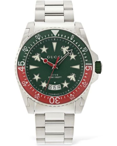 Gucci Reloj " Dive Xl" Con Goma 45mm - Gris