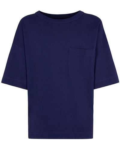 Lemaire T-shirt boxy fit in cotone e lino - Blu