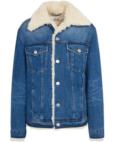 Ami Paris Trucker Cotton Denim Jacket - Blue