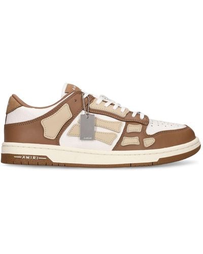 Amiri Skel Paneled Leather Low-top Sneakers - Brown