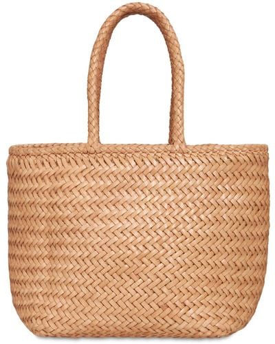 Dragon Diffusion Grace Small Woven Leather Basket Bag - Brown