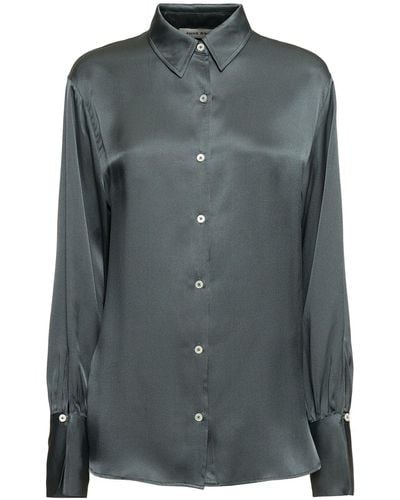 Anine Bing Monica Satin Silk Shirt - Gray