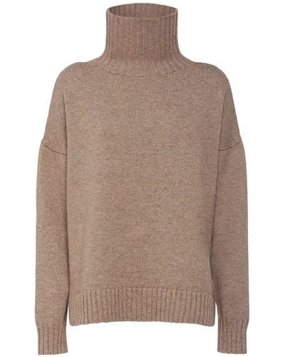 Max Mara Gianna Rib Knit Wool Turtleneck Sweater - Brown