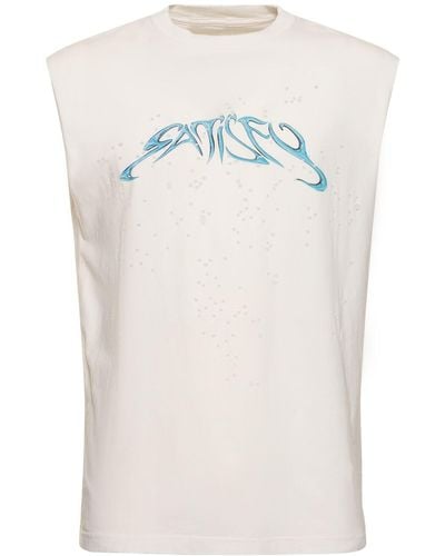 Satisfy Tank top mothtech muscle in cotone - Bianco