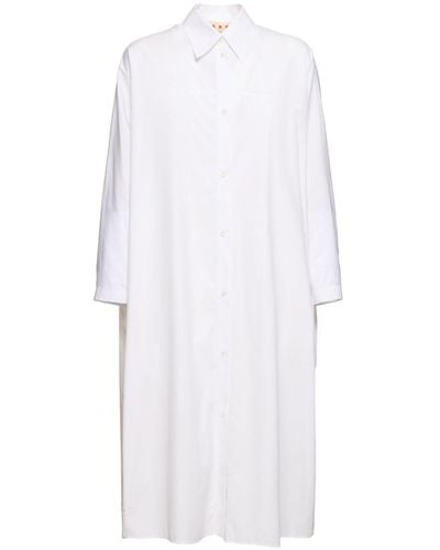 Marni Hemdkleid Aus Baumwollpopeline - Weiß