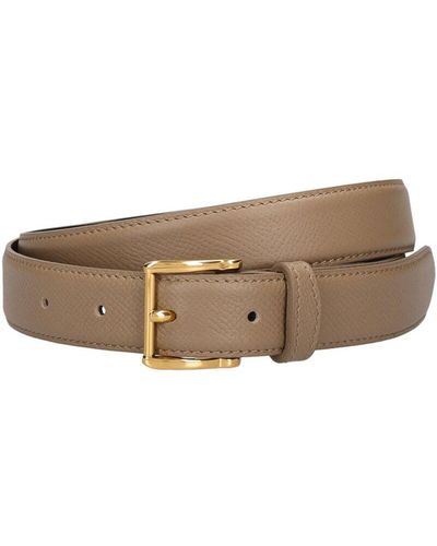 Ami Paris 25mm Oval Buckle Grained Leather Belt - Natural