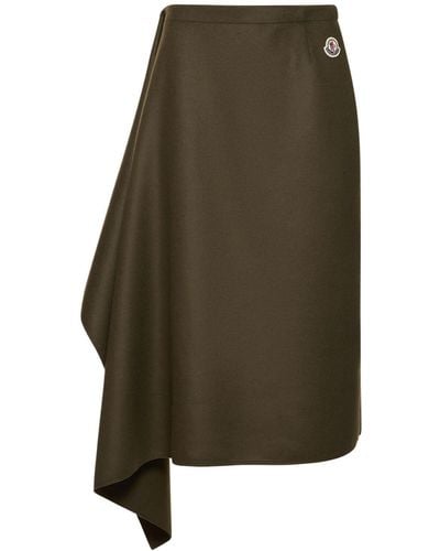 Moncler Wool & Cashmere Midi Skirt - Green