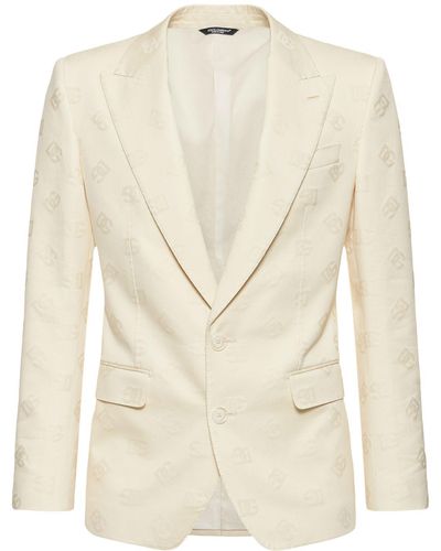Dolce & Gabbana Monogram Jacquard Cotton Jacket - Natural