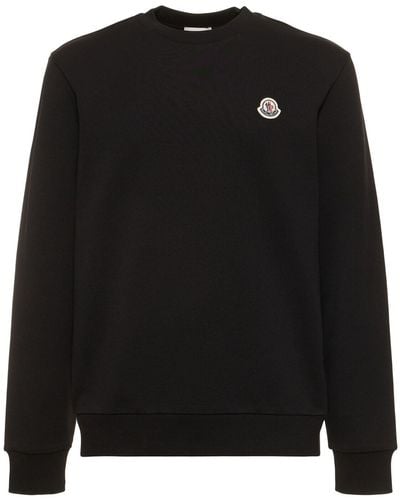 Moncler Sweatshirt Aus Baumwolle Mit Logopatches - Schwarz