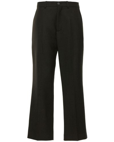Balenciaga Pantalones Cropped De Lana - Negro