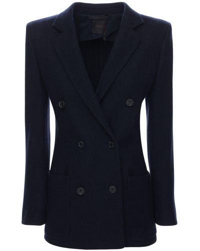 Agnona Double Breasted Cashmere Jacket - Blue