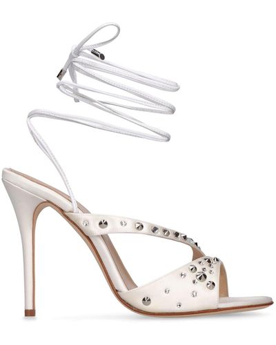 Alessandra Rich 100Mm Visocse & Silk Satin Sandals - White