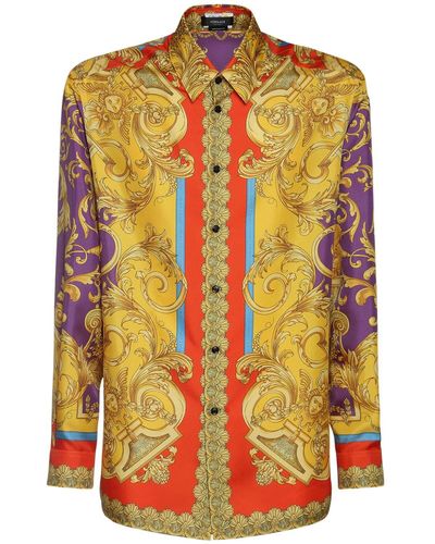 Versace Camicia In Seta Stampa Heritage - Multicolore