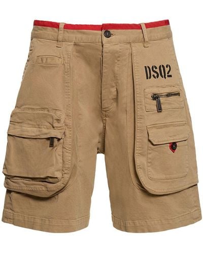 DSquared² Stretch Cotton Drill Cargo Shorts - Natural