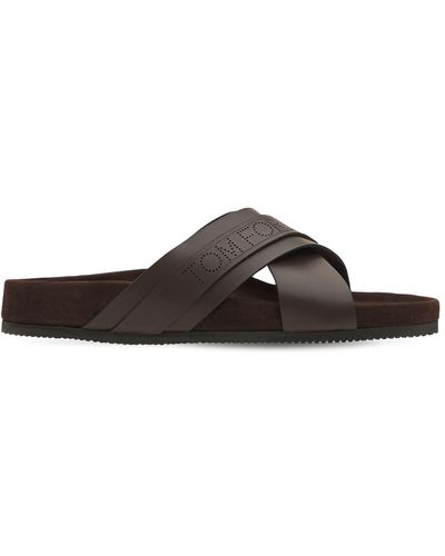 Tom Ford Logo Leather Sandals - Brown