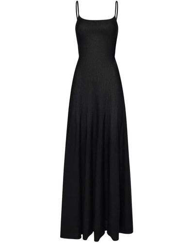 Khaite Ember Stretch Wool Long Dress - Black