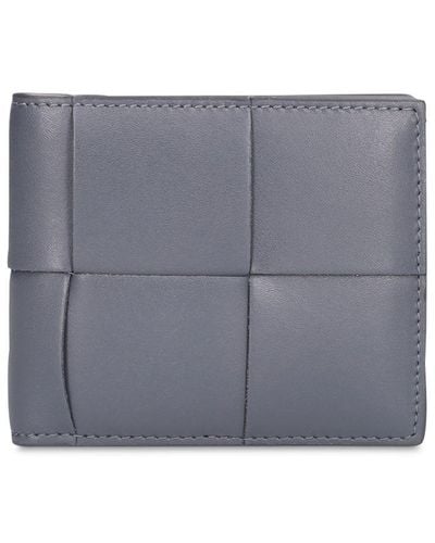 Bottega Veneta Maxi Intreccio Leather Billfold Wallet - Grey