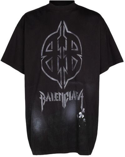 Balenciaga Metal Bb Stencil Vintage Cotton T-shirt - Black