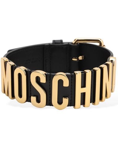 Moschino Halsband Aus Leder Mit Logo - Schwarz