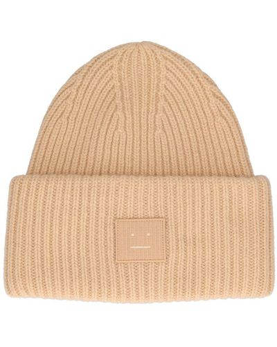 Acne Studios Pansy Face Wool Beanie - Natural