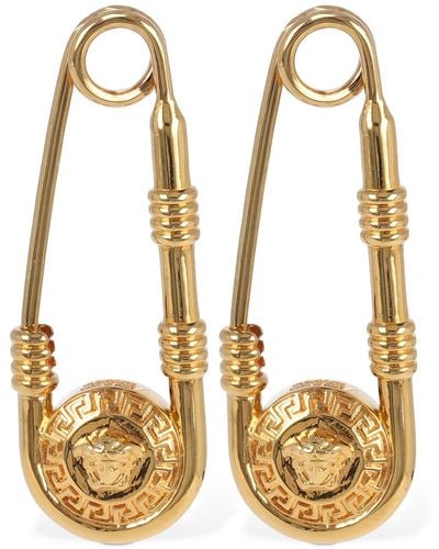 Versace Medusa Safety Pin Earrings - Metallic