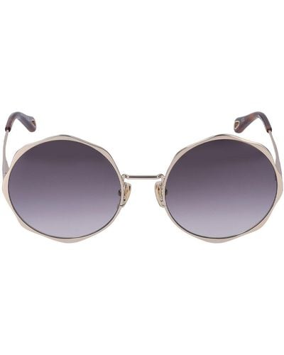 Chloé Scallop Line Round Metal Sunglasses - Purple