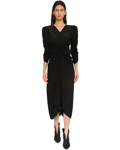 Isabel Marant Albi Silk Crepe De Chine Midi Dress - Black