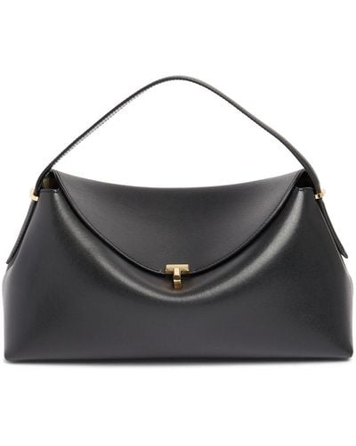 Totême T-lock Smooth Leather Top Handle Bag - Black