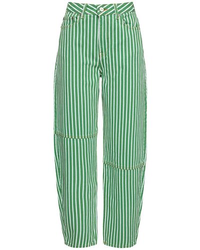 Ganni Jeans Aus Baumwolldenim Mit Streifen - Grün