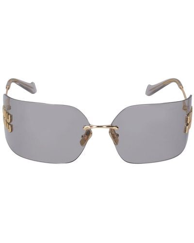 Miu Miu Mask Metal Sunglasses - Metallic