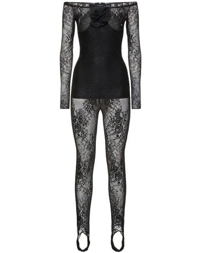 ADAGRO Rompers for Women Long Pant Floral Lace Cami Bodysuit