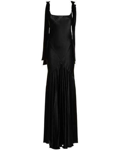 Nina Ricci Langes Kleid Aus Satin - Schwarz