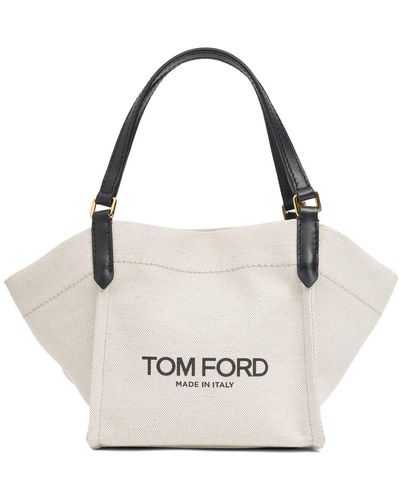Tom Ford Petit sac cabas en toile amalfi - Blanc